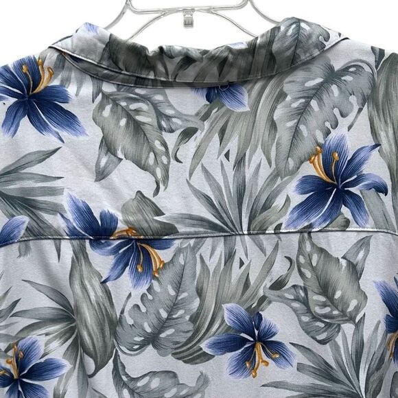 Havana Jack's Cafe Hawaiian Shirt Women's 1X Green Floral Button Front Rayon - Picture 6 of 12